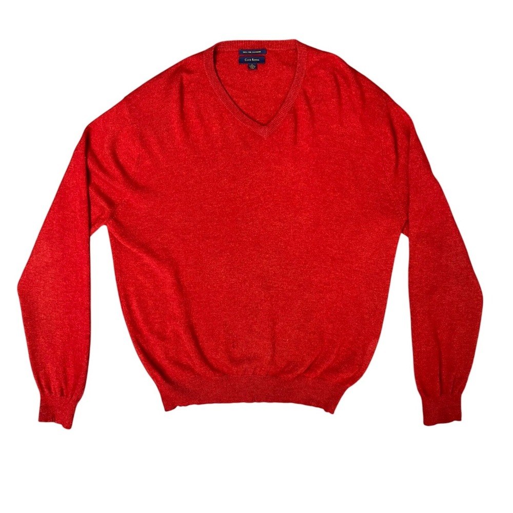 Club Room Red‎ 100% Fine Cashmere V Neck Sweater Men's Size L